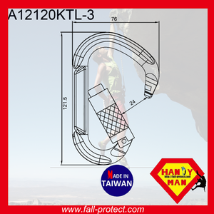 คาราไบเนอร์อะลูมิเนียม Triple Lock ผลิตในไต้หวัน สำหรับกีฬาเอาท์ดอร์ รับน้ำหนักได้ 25KN - Product Image 2