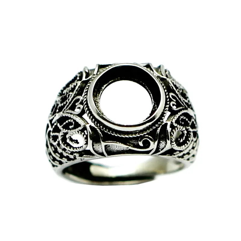 Beadsnice wholesale antique silver semi mount round adjustable base gemstone ring bases for costume jewelry ID 32377