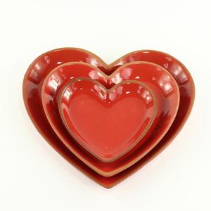 Plaques naturelles en céramique, pièces, en forme de cœur rouge, jupon rond pour application de mariage - Product Image 1