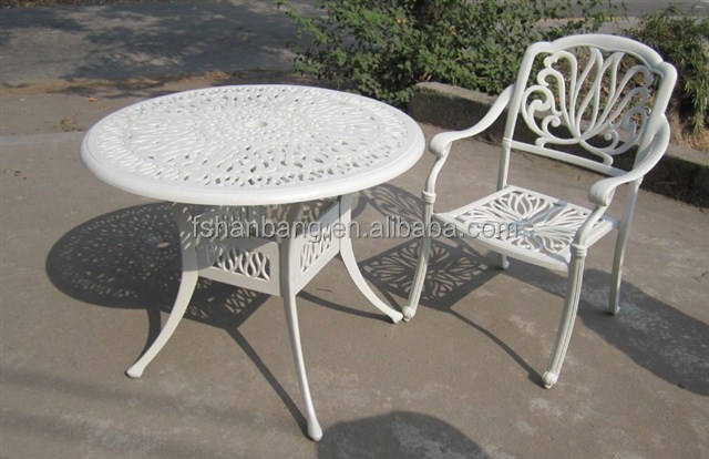 Heavy-duty Dining Table and Chairs White Bronze Anodized Aluminum Outdoor  Metal Patio Furniture - Main Image