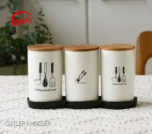 Set di Posate in Ceramica per Ristorante con Supporto, 3 Pezzi (Cucchiaio, Coltello, Forchetta) - Product Image 1