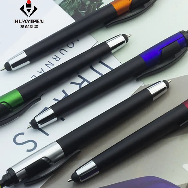 الإعلان 2 في 1 القلم قلم حبر جاف بلاستيكي القلم علامة القلم مع شعار مخصص