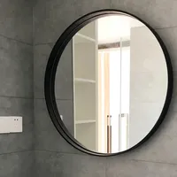 Grand miroir de salle de bain rond noir moderne personnalisé