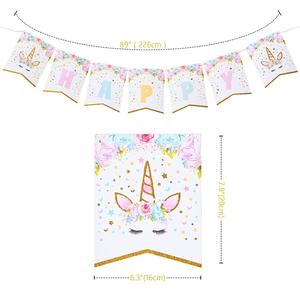 Set Decorazioni per Festa <span class=keywords><strong>di</strong></span> <span class=keywords><strong>Compleanno</strong></span> a Tema Unicorno Include Striscione Palloncini Decorazione per Torta Tagliapasta e Candeline - Product Image 3