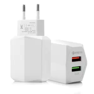 Tomada carregadora de parede para iphone, huawei, xiaomi, carregamento rápido, 18w, qc3.0, reino unido, ue, dual usb, para iphone, huawei, xiaomi