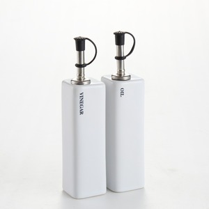 Decal White Ceramic Oil and <strong>Vinegar</strong> Bottle, White Salt &amp; Pepper <strong>Shaker</strong> - Product Image 2