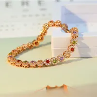 Produk Mewah Penjualan Terbaik Gelang Pasangan Austria Zirkon Mawar Berlapis Emas Lucu Perhiasan Murah Gelang Kristal