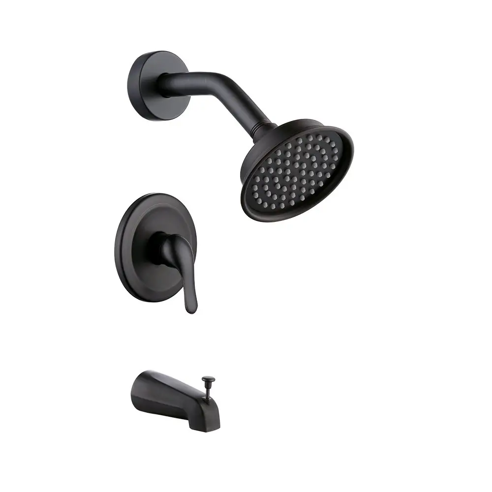 Robinet de douche en bronze frotté à l'huile, mitigeur de douche Balance de pression, ensemble de robinets de douche en laiton anti-brûlure avec bec de baignoire de dérivation