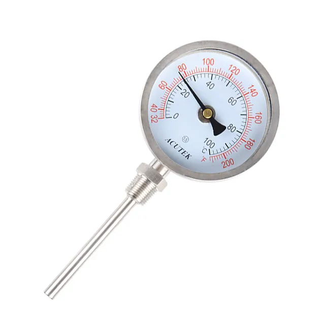 Termômetro de aço inoxidável bimetal wss411, termômetro para forno de cano de caldeira