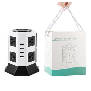 Tour de multiprise verticale, station de charge électrique de protection contre les surtensions, 8 prises de courant avec 4 emplacements USB pour utilisation dans le dortoir de bureau à domicile - Product Image 6