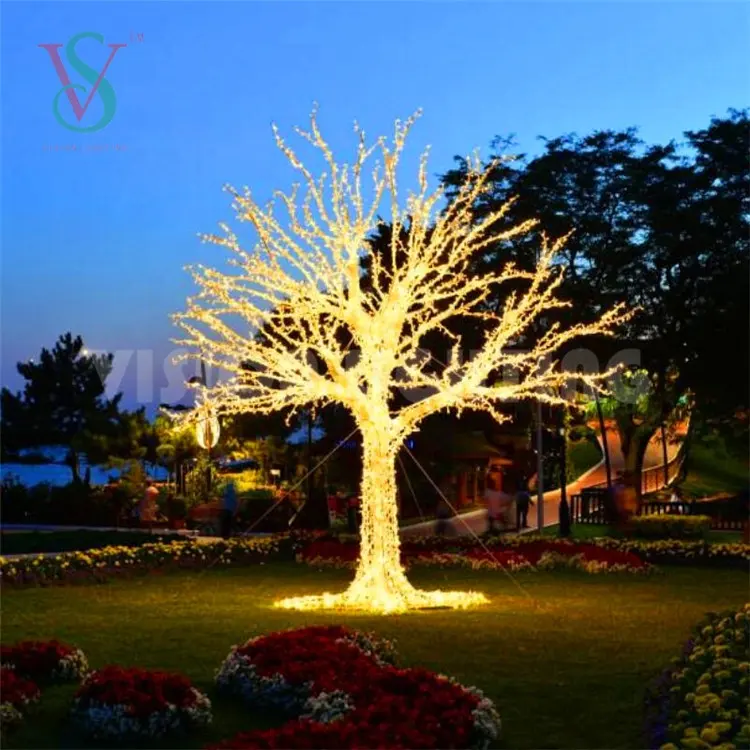 เชิงพาณิชย์ความสว่างสูงสีขาวส่องสว่างตกแต่งวันหยุดประดิษฐ์ Led Lighted ต้นไม้