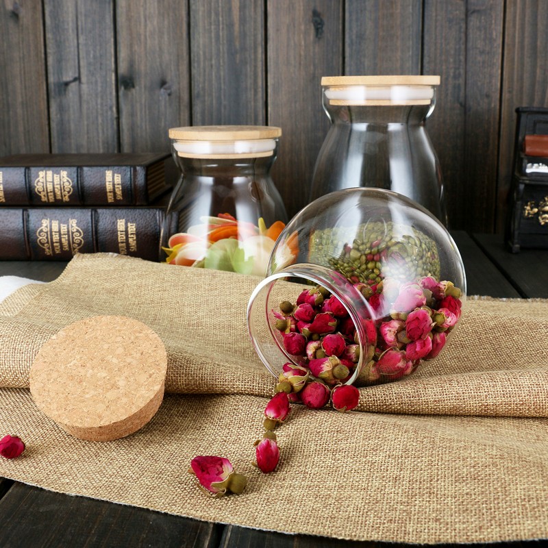 Food Storage Canister Glass Jars For Multi-Purpose Kitchen Containers Clear Round Glass Jar