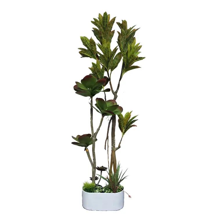ประดิษฐ์ต้นไม้ Croton คุณภาพสูงประดิษฐ์ Variegated Leaf ต้นไม้ Croton