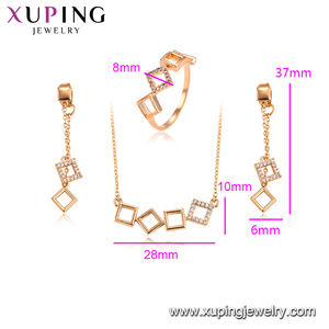 <span class=keywords><strong>Xuping</strong></span>-Conjunto de tres joyas de boda, personalizado, forma cuadrada, nuevo estilo, 64519 - Product Image 4