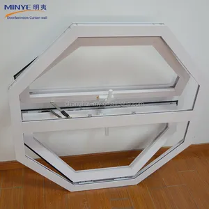 Jendela casement bingkai segi enam aluminium, untuk jendela kaca ke jendela aluminium panel ganda