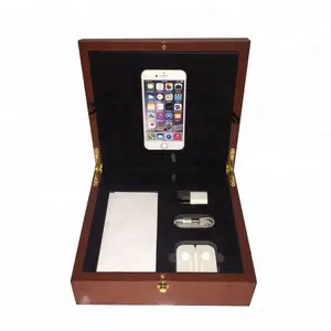 Novo design com acabamento em madeira e caixa de embalagem luxuosa para celular X dourado