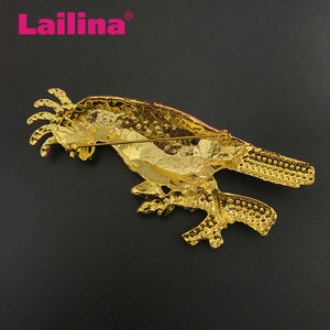 Venta directa de fábrica de las mujeres de oro <span class=keywords><strong>rosa</strong></span> y diamantes de imitación con diseño de animal loro Tropical cacatúa Ave broche alfiler de cristal broches de mujer - Product Image 4