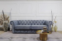 Canapé trois places en cuir véritable Chesterfield capitonné, style européen moderne, pour la maison, l'hôtel, l'appartement, le salon