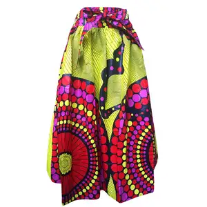 速卖通热卖女性非洲蜡印花大石基传统马克西裙