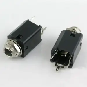 Black Plastic 1/4 Inch Jack Socket. Choose Mono or Stereo.