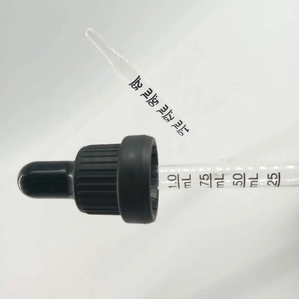 18/415 tamperproof dropper cap with 77mm long graduated pipette for essential oil bottle Calibrated Glass Dropper