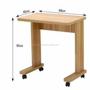 Popular estilo caliente de madera portátil escritorio sofá mesa lateral con ruedas bandeja de desayuno para comer adecuado para el hogar/dormitorio/Oficina