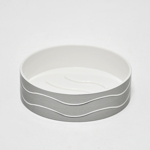 Porte-brosse à dents rond en plastique argenté Wave - Product Image 4