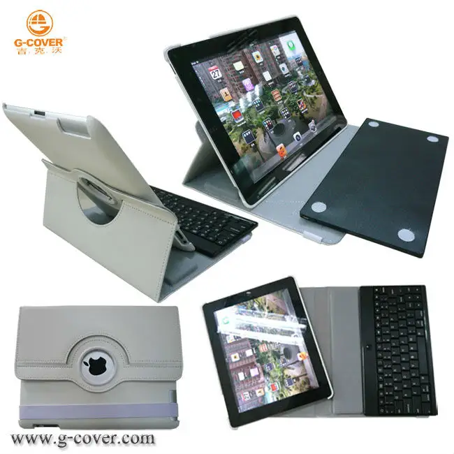 Newest 360 rotate leather tablet cover with keyboard compatible with for IPADMINI 2/3/4 with back cover