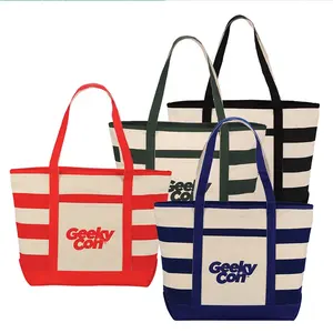 Cotton Tote Bag Zipper 16oz Long Strap Beach Souvenir Standard Size Heavy Thick Cotton Canvas Tote Bag