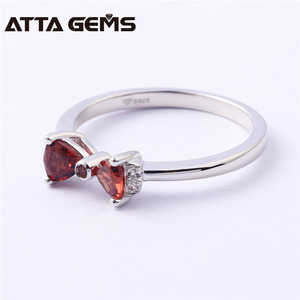 <span class=keywords><strong>Natural</strong></span> de compromiso de <span class=keywords><strong>granate</strong></span> arco nudo anillo de la joyería de plata 925 Plata idiota en China Billig arco anillo - Product Image 3