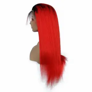 New arrival top grade 9a ombre 1B/red mink brazilian hair full lace wig, best selling red full lace human wig with baby hair