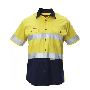 Оптовая продажа, Рабочая Рубашка mechanic custom hi vis, огнестойкая хлопковая рубашка для мужчин