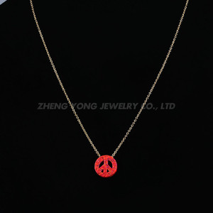 <span class=keywords><strong>Le</strong></span> prix de gros de rouge signe de paix opale collier avec or plaqué chai chaîne - Product Image 2