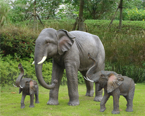 Statue d'éléphant à longues dents en résine de fibre de verre, grande décoration de parc - Product Image 3
