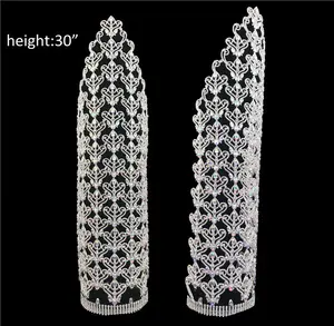 Großhandel 20 "Festzug Große Kronen Strass Tall Tiara 30 Zoll Big Custom made Crown