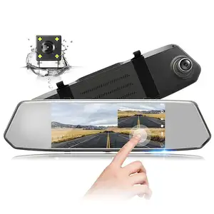 Meilleure vente, caméra de tableau de bord à double objectif à écran tactile de 7 pouces, rétroviseur H.264, 1080p, caméra de voiture manuelle, enregistreur vidéo Dvr Hd