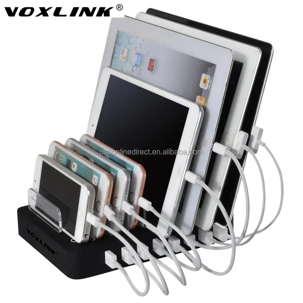 VOXLINK 96W 8 Ports Desktop USB Charger Multi-Function docking station with Stand Holder For Mobile Phone Tablet PC
