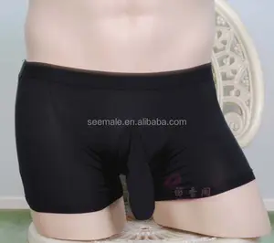 Custom Men Sexy Underwear Nylon Penis Sheath Gay Boys Boxers Shorts Underpants Transparent Low Rise