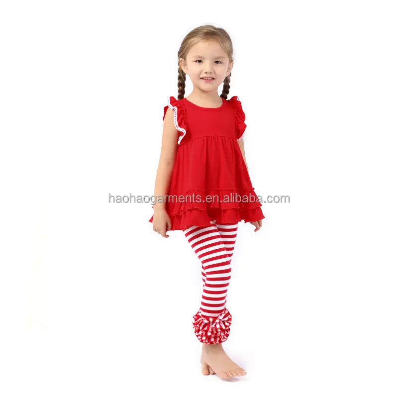 Celana Bayi Perempuan, Atasan Rumbai Merah dan Celana Jumbai Bergaris Hari Valentine
