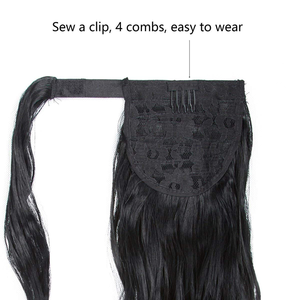 Extensions de cheveux humains 14-24 pouces Extensions de queue de cheval enveloppées de poney droit et soyeux - Product Image 6