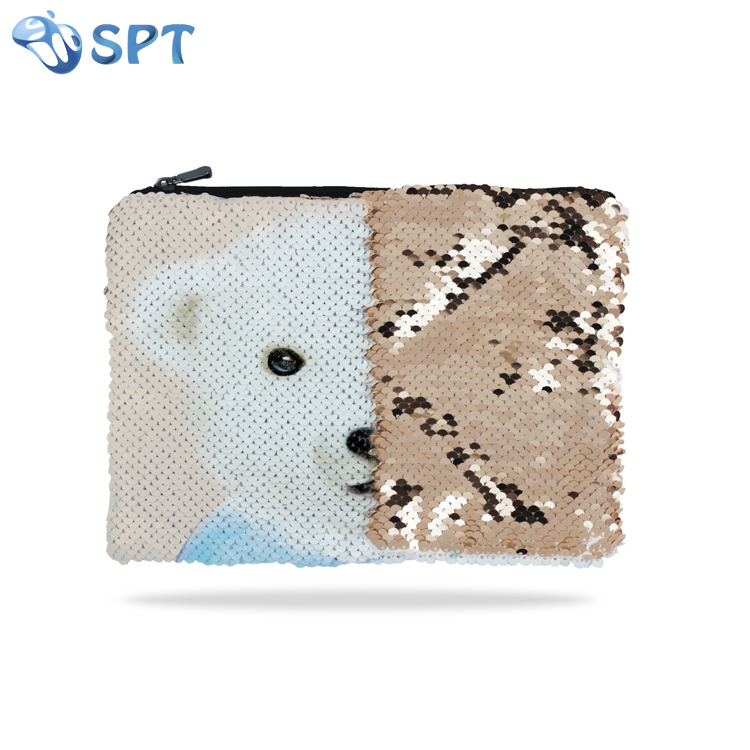 Сублимационная молния, портативная модная косметичка с блестками, косметичка