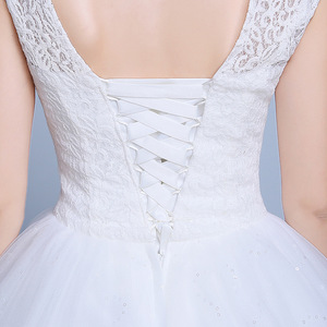 Owlprincess — robe de mariage blanche élégante, à manches cape, avec lacets au dos, longueur au sol, 2018 - Product Image 5