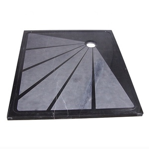 Plateau <span class=keywords><strong>de</strong></span> <span class=keywords><strong>douche</strong></span> en pierre <span class=keywords><strong>de</strong></span> marbre noir naturel, personnalisé pour la salle <span class=keywords><strong>de</strong></span> bains - Product Image 2