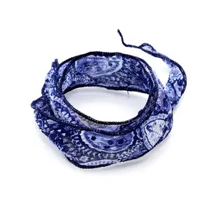 Fashion jewelry 4 colors printing sari silk ribbon wrap decoration Strand Yoga friendship bracelets for women