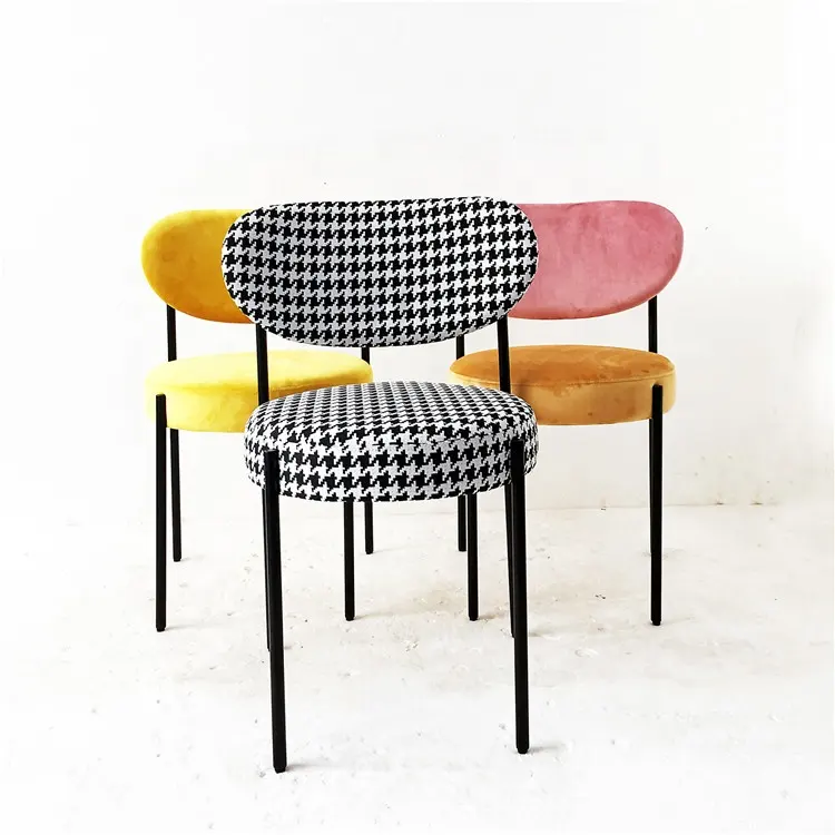Fabrika doğrudan satış modern kumaş döşemeli Vintage metal çerçeve otel yemek kahve dükkanı sandalyesi
