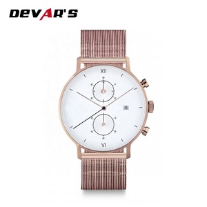 Make your own brand reloj cronógrafo de esfera azul hombres, relojes de pulsera de acero inoxidable - Product Image 5