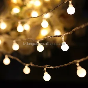 Guirlande lumineuse boules blanches à lumière 20 Led, fonctionnement à piles, imperméable, pour jardin, intérieur et extérieur, fête à domicile, Patio, cour, décoration