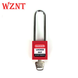 Candado de grillete de acero cromado rojo con etiqueta de bloqueo de seguridad industrial de 76mm de longitud - Product Image 1