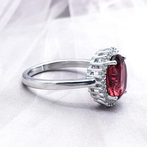 POLIVA Phổ Biến Trung Quốc Quyến Rũ Kim Cương Hình Bầu Dục Cắt 925 Sterling Bạc Hoàng Gia Của <span class=keywords><strong>Ruby</strong></span> Cz Tinh Thể Đá Quý Nhẫn - Product Image 4