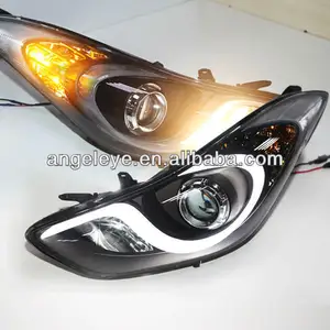 HyundaiためElantra Avante i35 LED Strip HeadlightとBi Xenon Projector LensプロジェクターレンズDRL 2011-2014年LD